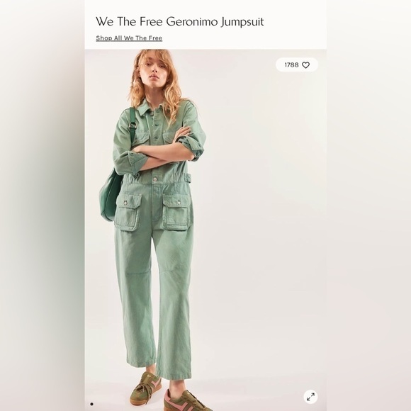 Free People Pants - Free people Geronimo blue green jumpsuit Nwot small
